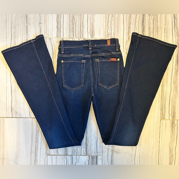 7 For All Mankind Ali High Waist Dark Blue Bootcut Stretch Jeans - Picture 4 of 16